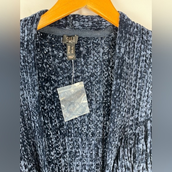 GILI Womens Open Duster Long  Cardigan Sweater Knit Fringe Soft Size L New - Picture 6 of 13